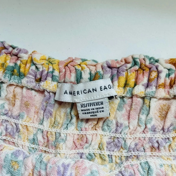 American Eagle Multicolor Ditsy Floral Print Smock Multi-way Cropped Top Xsmall - Picture 9 of 11